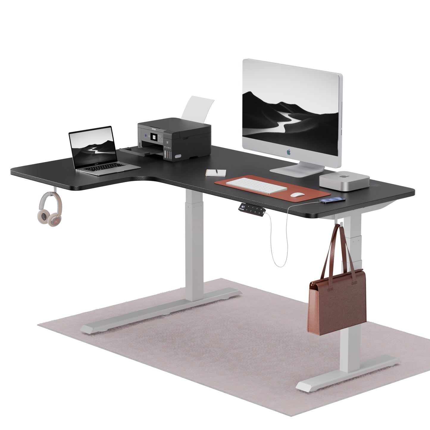 Intellidesk Curve L-Shaped Height Adjustable Standing Desk