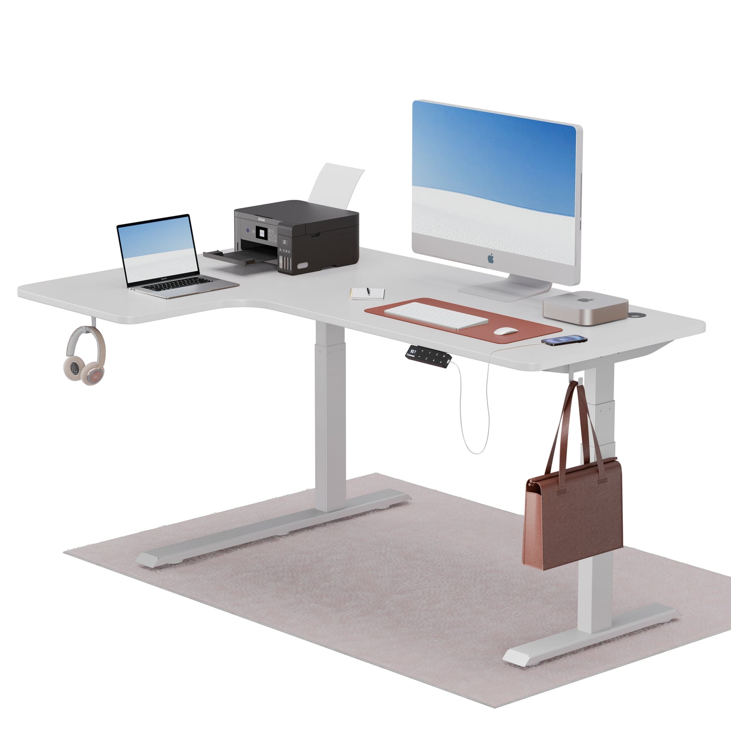Intellidesk Curve L-Shaped Height Adjustable Standing Desk