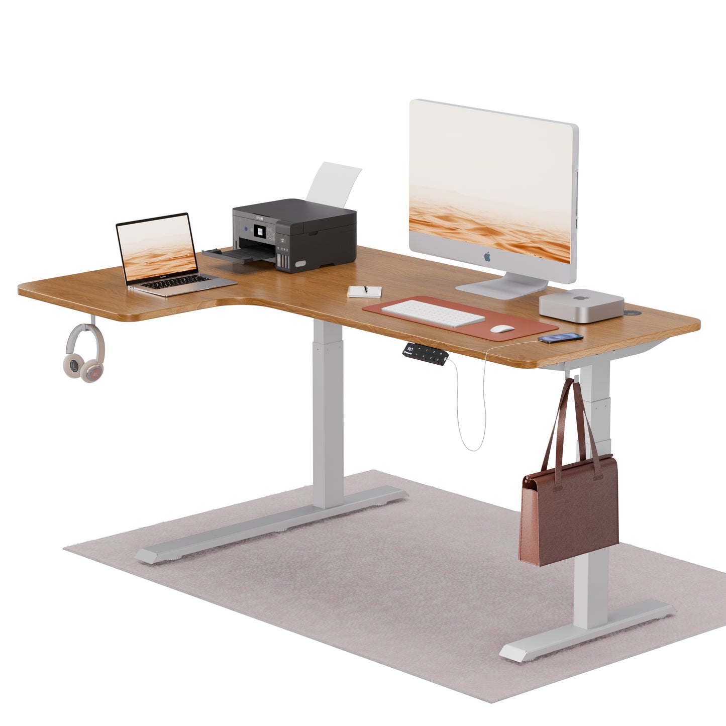 Intellidesk Curve L-Shaped Height Adjustable Standing Desk