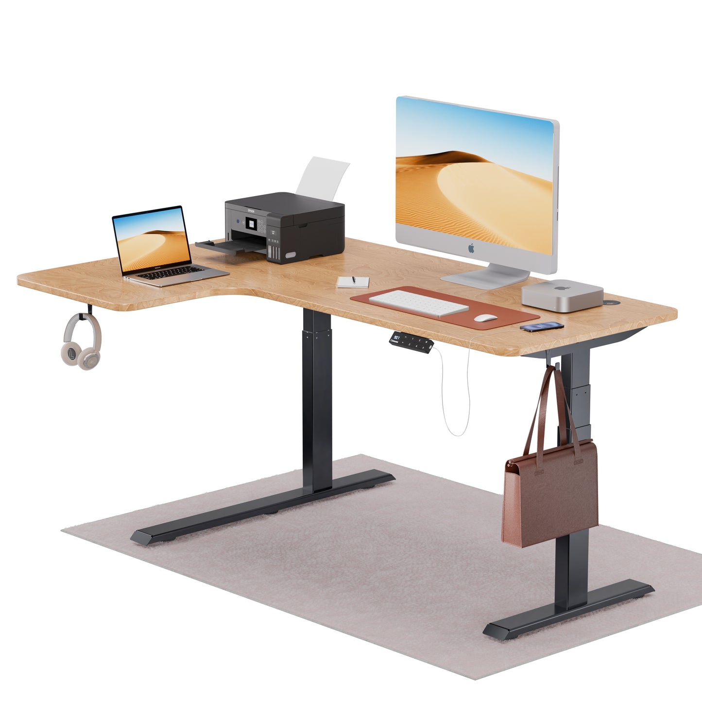 Intellidesk Curve L-Shaped Height Adjustable Standing Desk