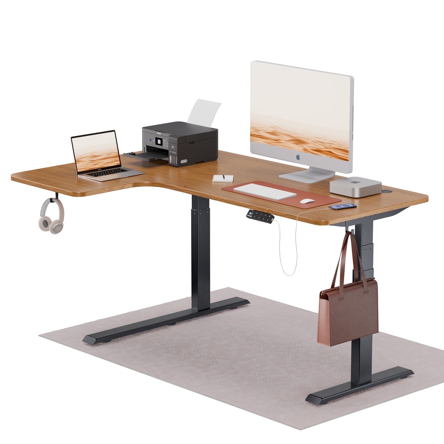 Intellidesk Curve L-Shaped Height Adjustable Standing Desk