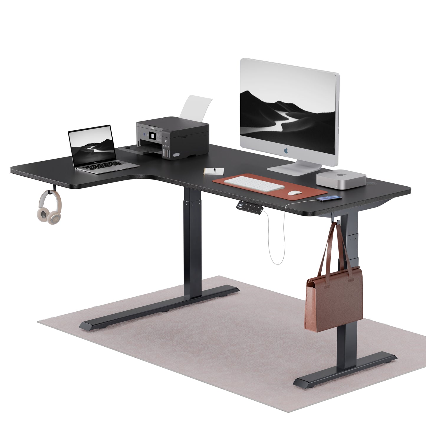 Intellidesk Curve L-Shaped Height Adjustable Standing Desk